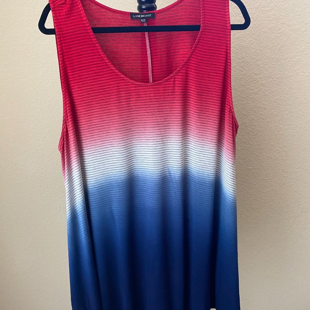 Lane Bryant- Red, White and Blue Striped Tank, Size 26/28 - Picture 1 of 5